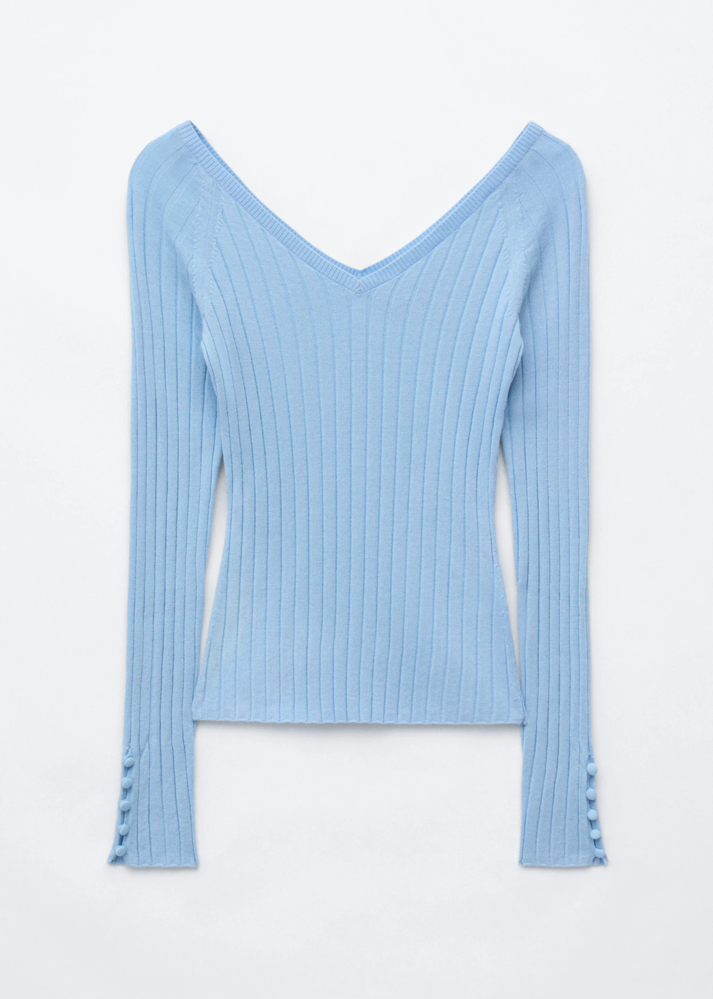 Ribbed Wool V-Neck Top - 1