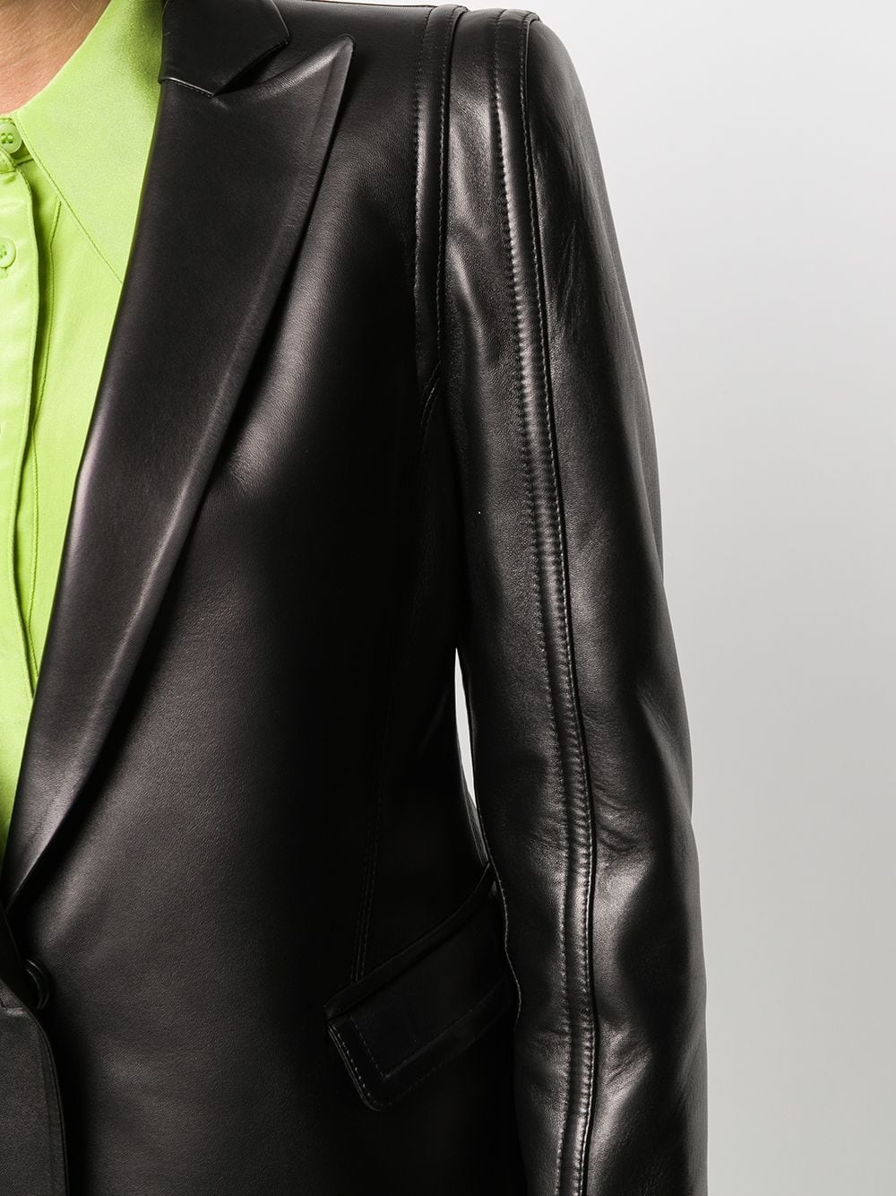 single-breasted leather blazer - 5