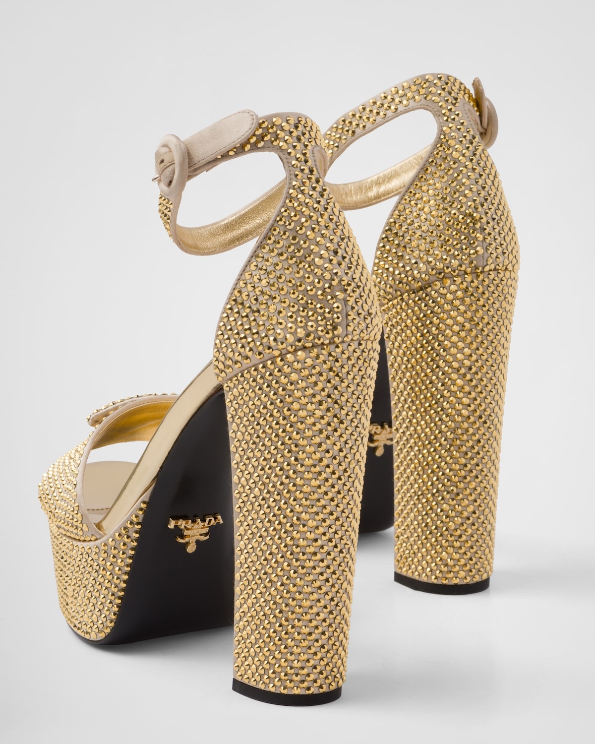 Satin platform sandals with crystals - 7