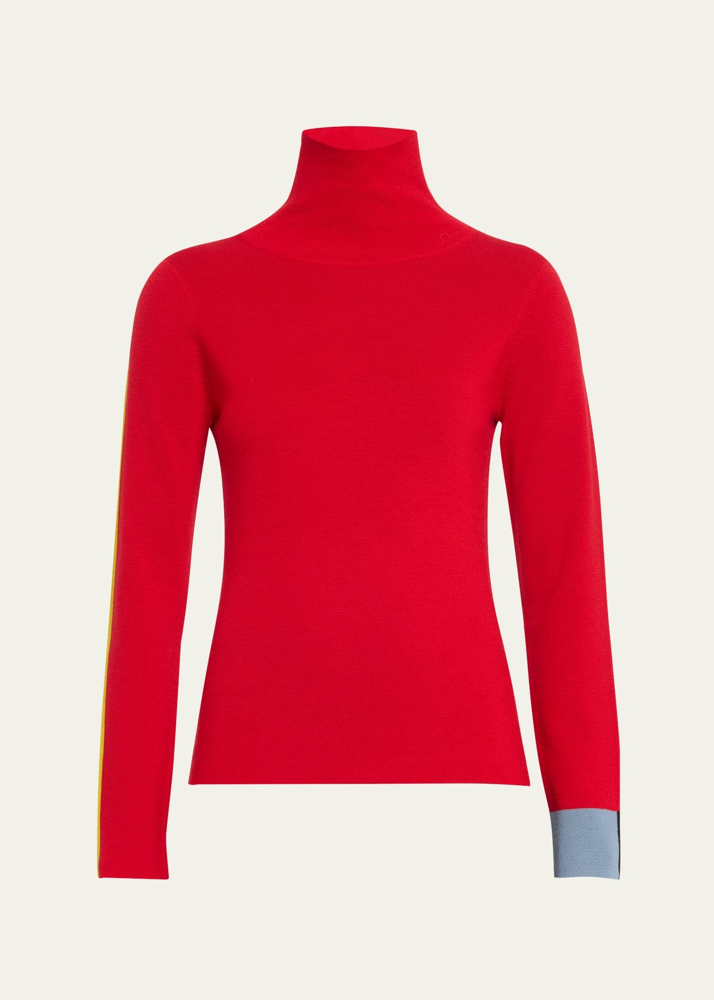 Sarah Colorblock Turtleneck Wool Sweater - 1