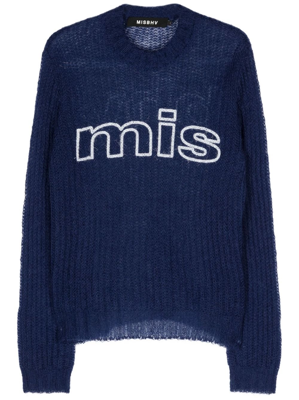 logo-print open-knit jumper - 1