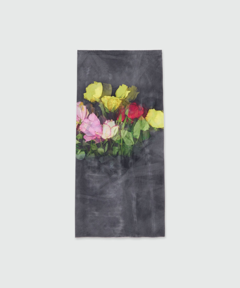 Black tulle midi skirt with "Roses bouquet" print 1
