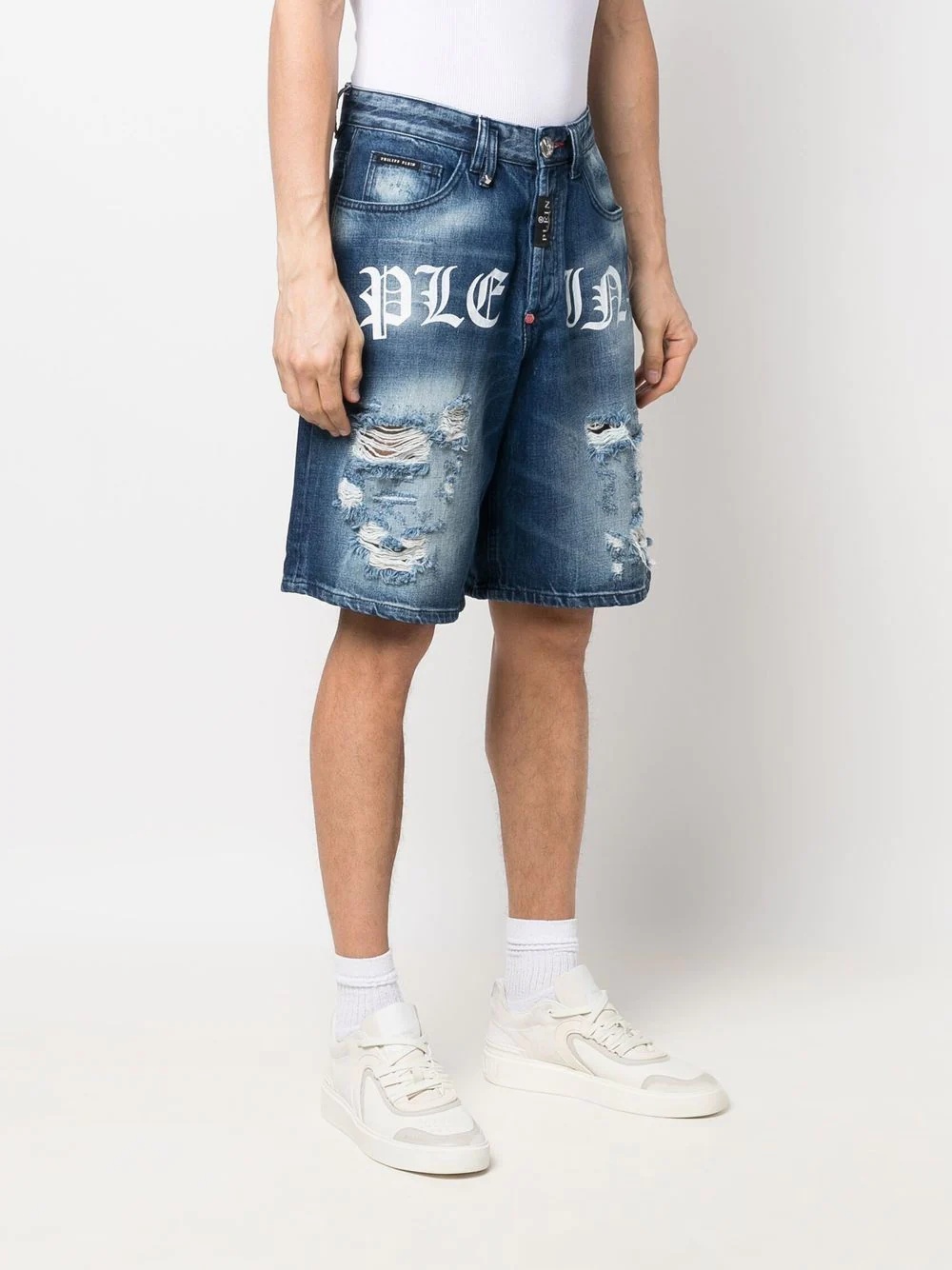 distressed-effect denim shorts - 3