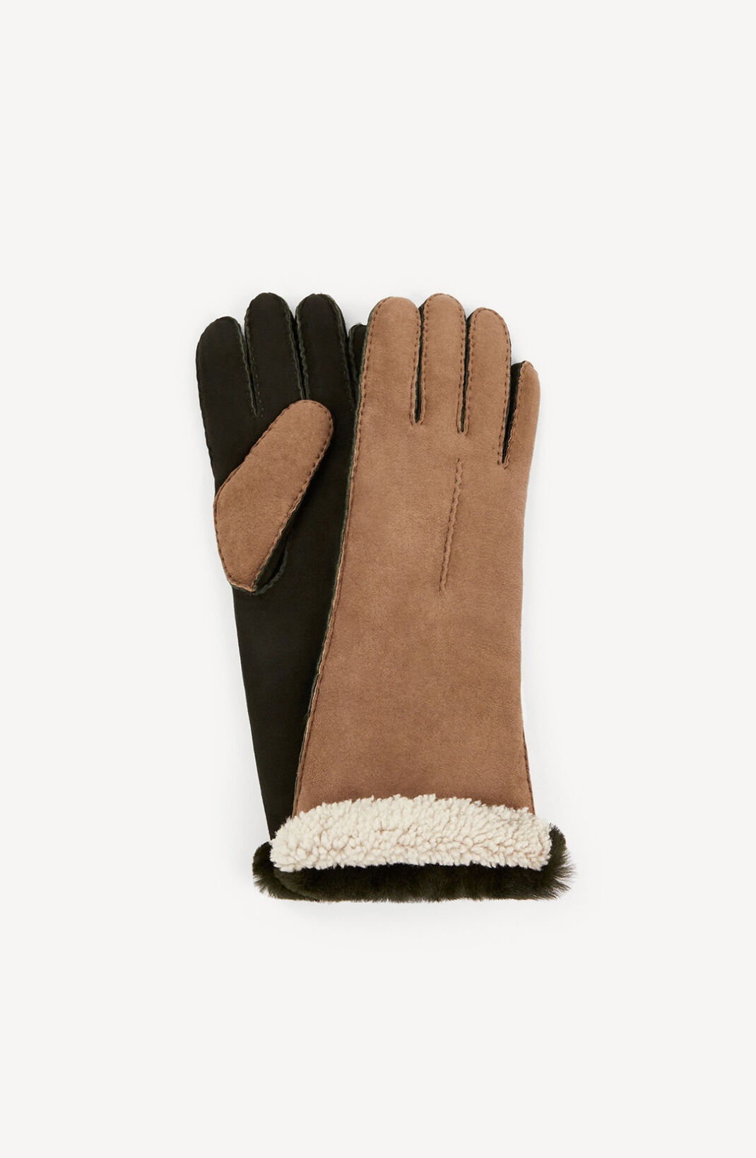 Two-toned fur mittens - 1