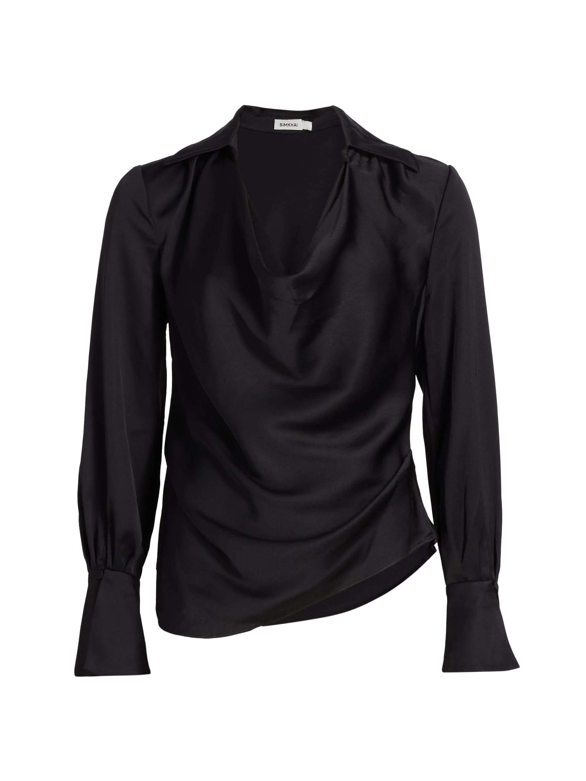Women's Symone Long-Sleeve Cowl Neck Top - Black - 1