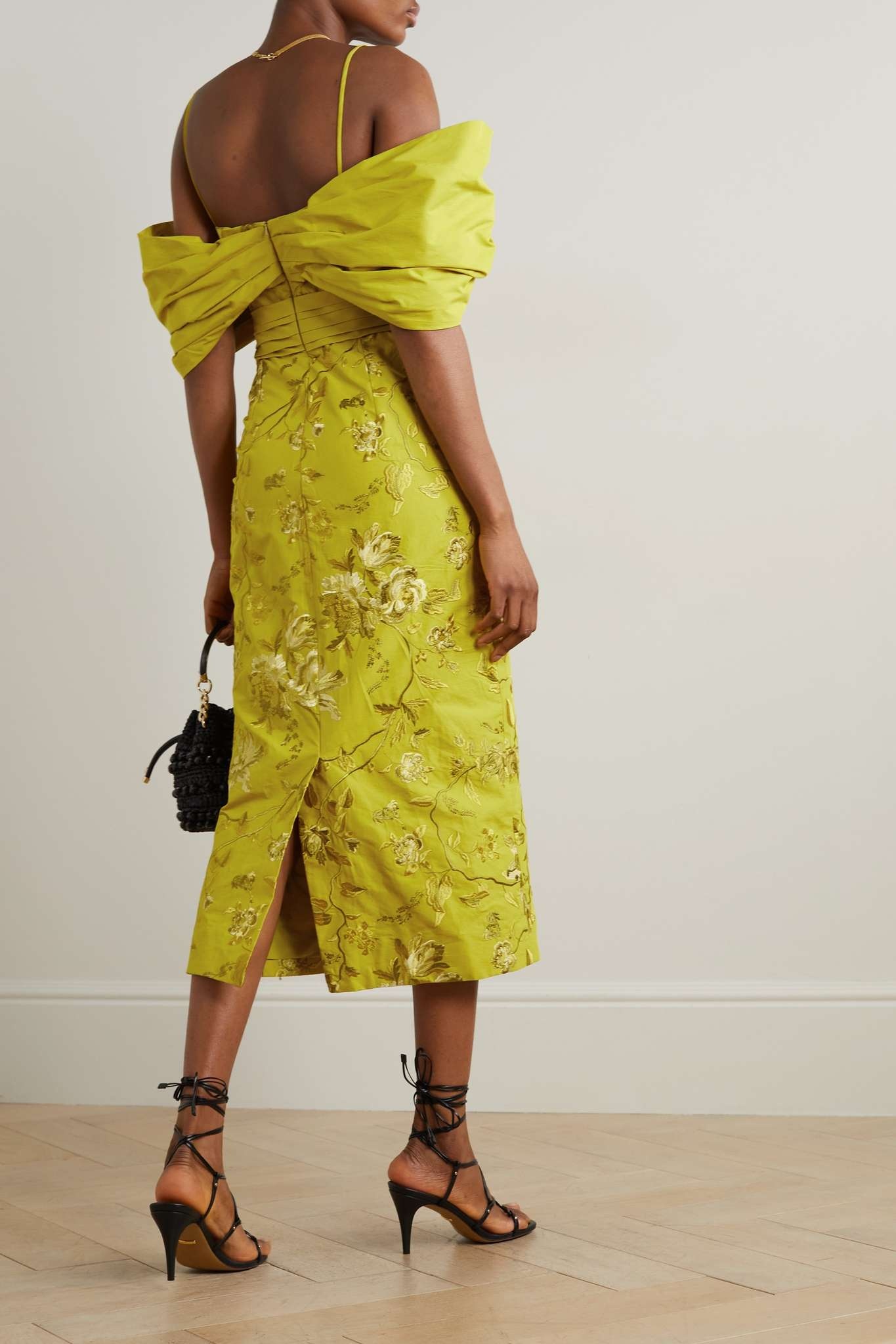 Evora draped taffeta and embroidered cotton-faille dress - 3