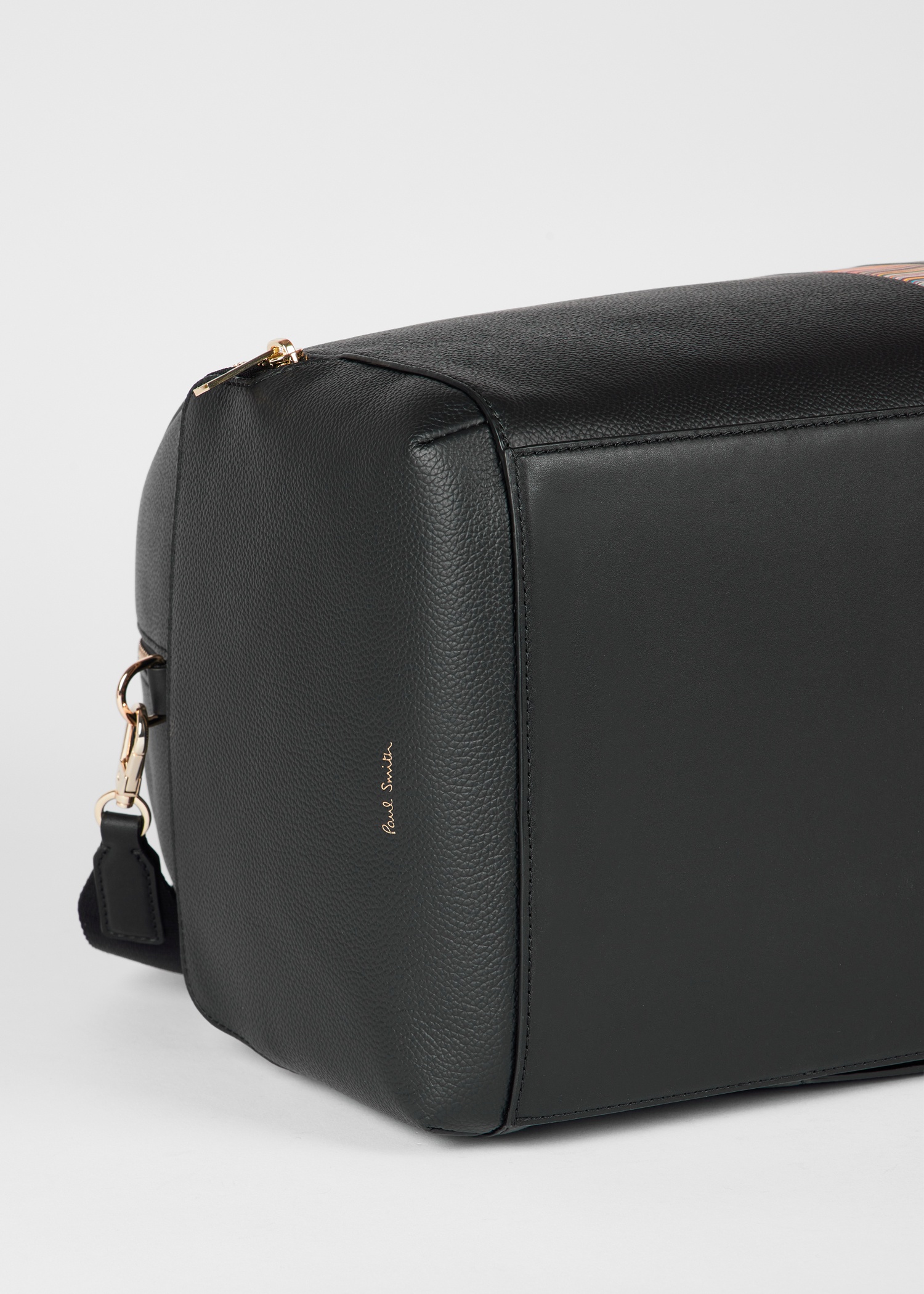 Black Leather 'Signature Stripe' Trim Day Holdall - 6