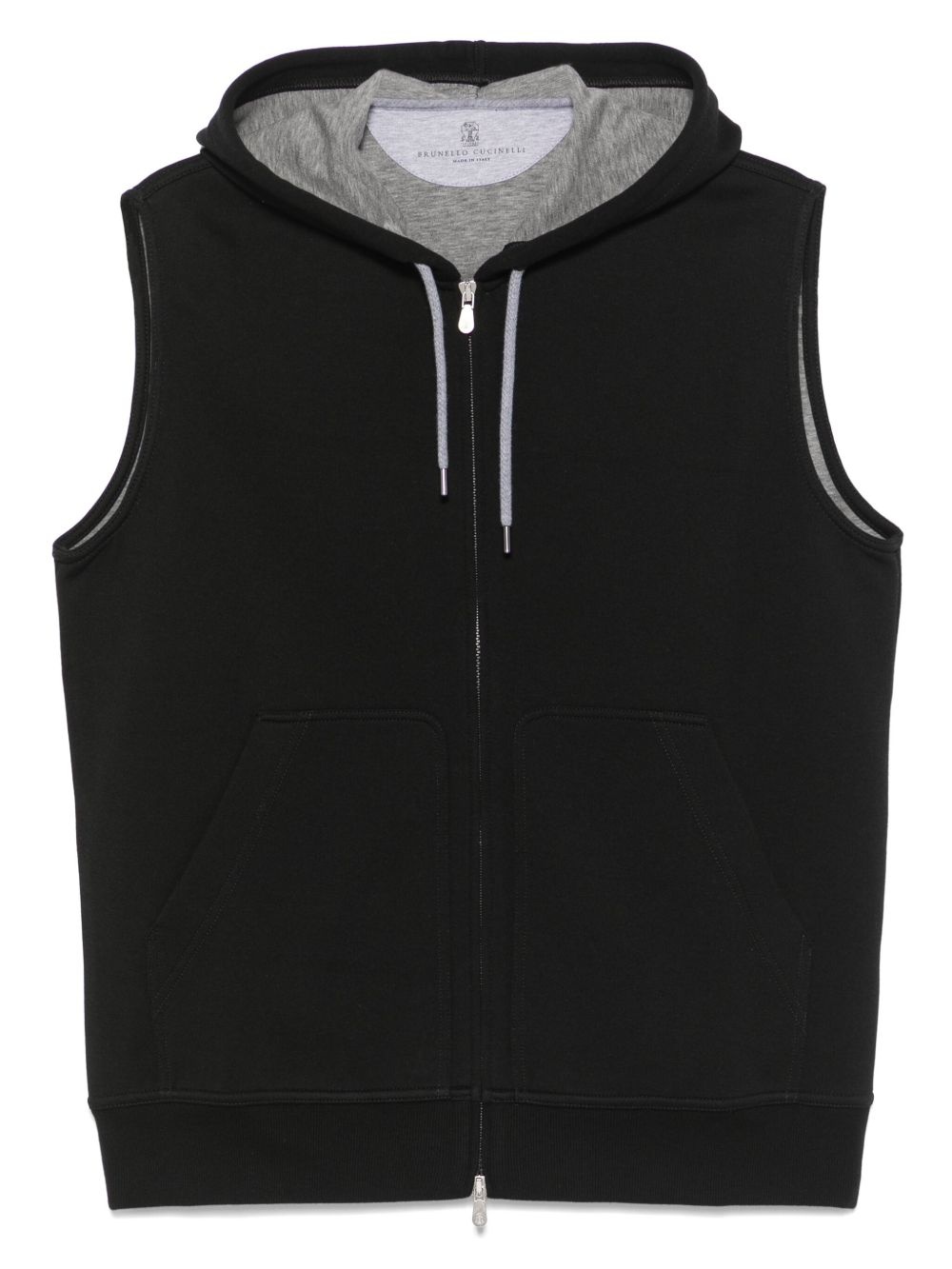 zip-up sleeveless hoodie - 1