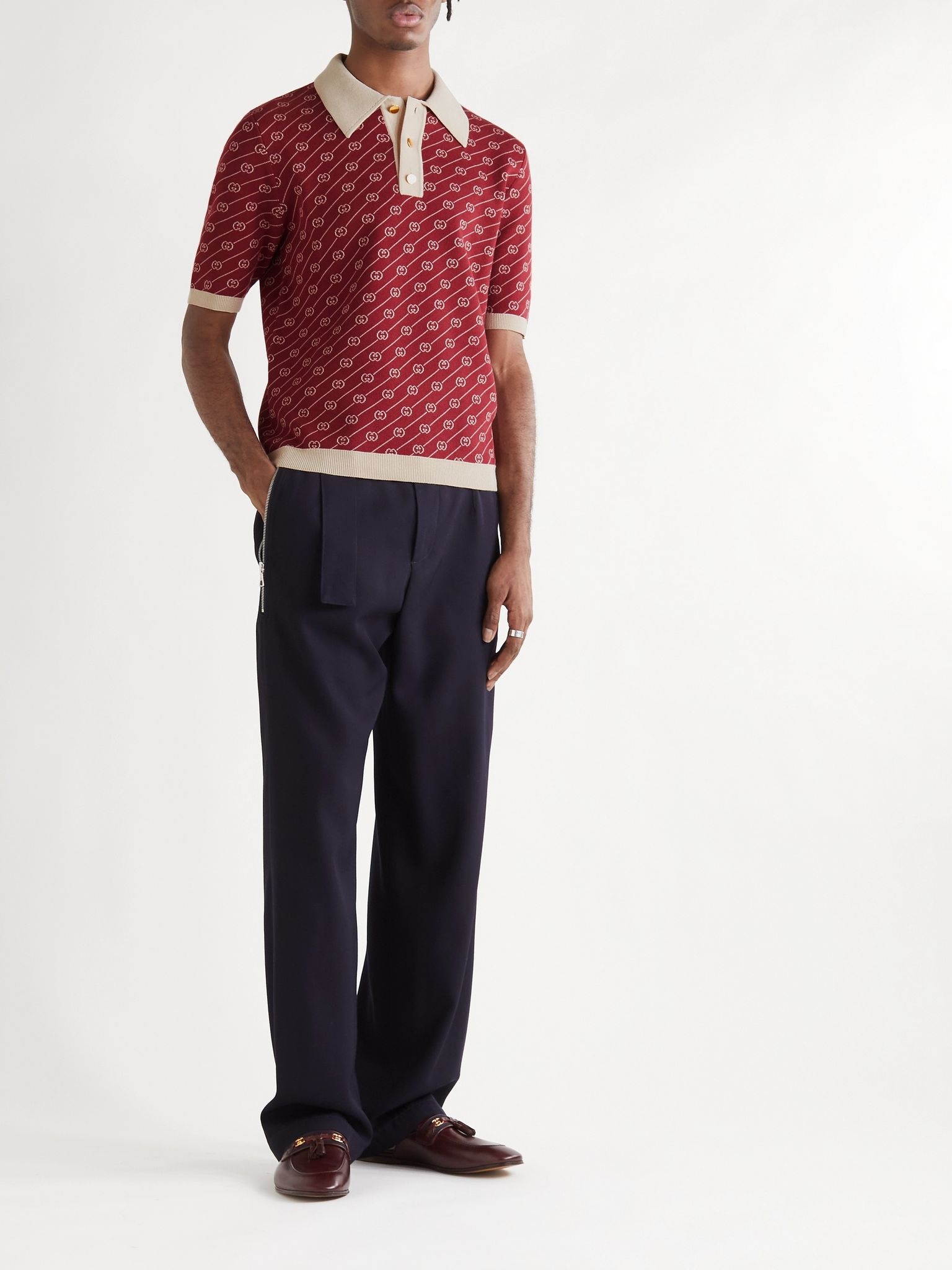 Slim-Fit Logo-Jacquard Cotton and Silk-Blend Polo Shirt - 2