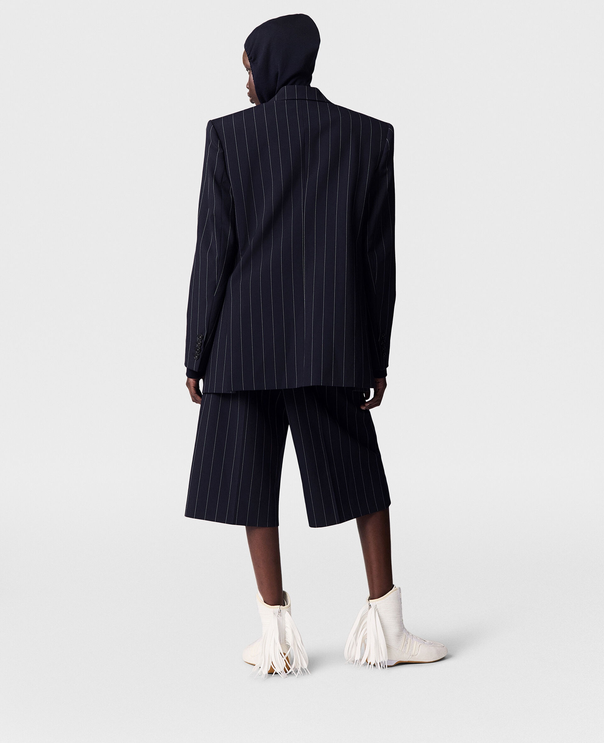 Tailored Pinstripe Wool Shorts - 4