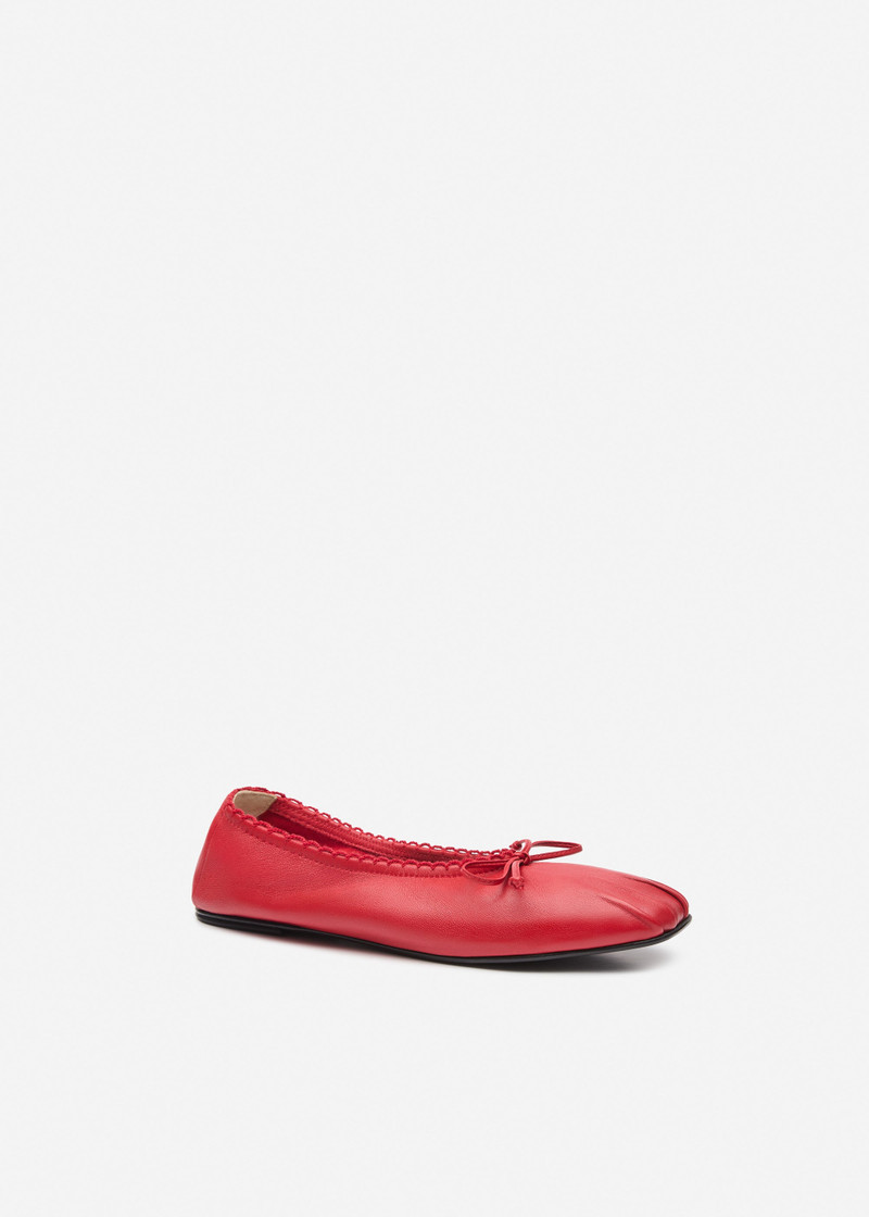 MAGDA BUTRYM Gathered ballet flats in red leather outlook