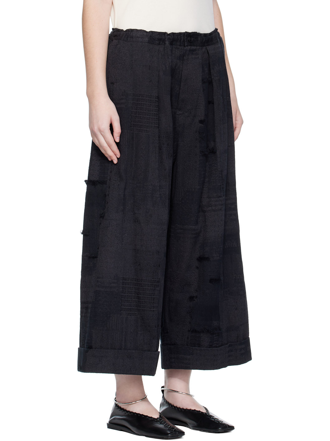 Black Jacquard Trousers - 2
