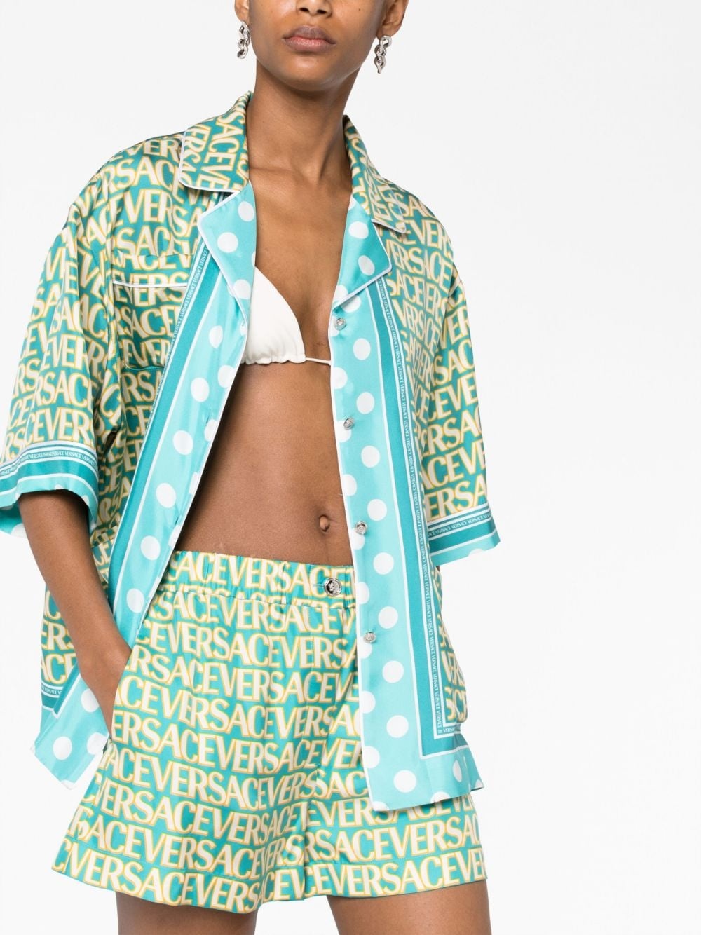 logo-print silk shorts - 5