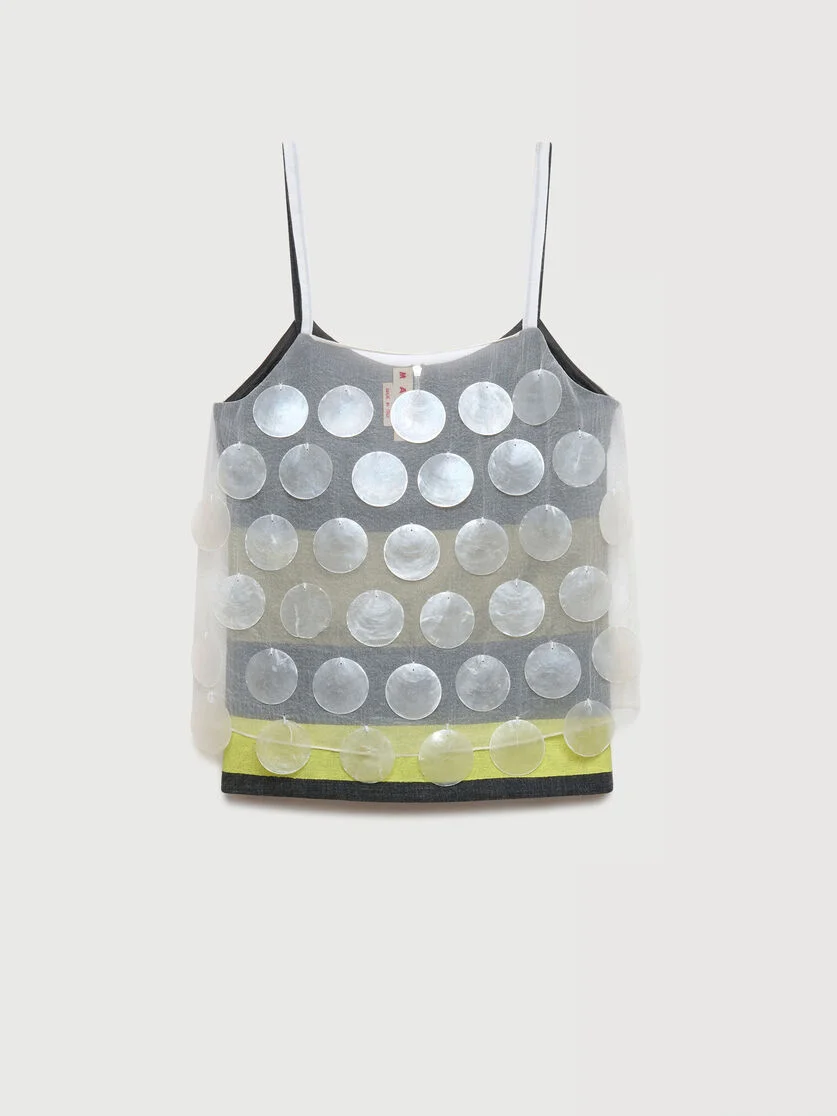 WHITE MOTHER-OF-PEARL MAXI SEQUIN TOP - 1