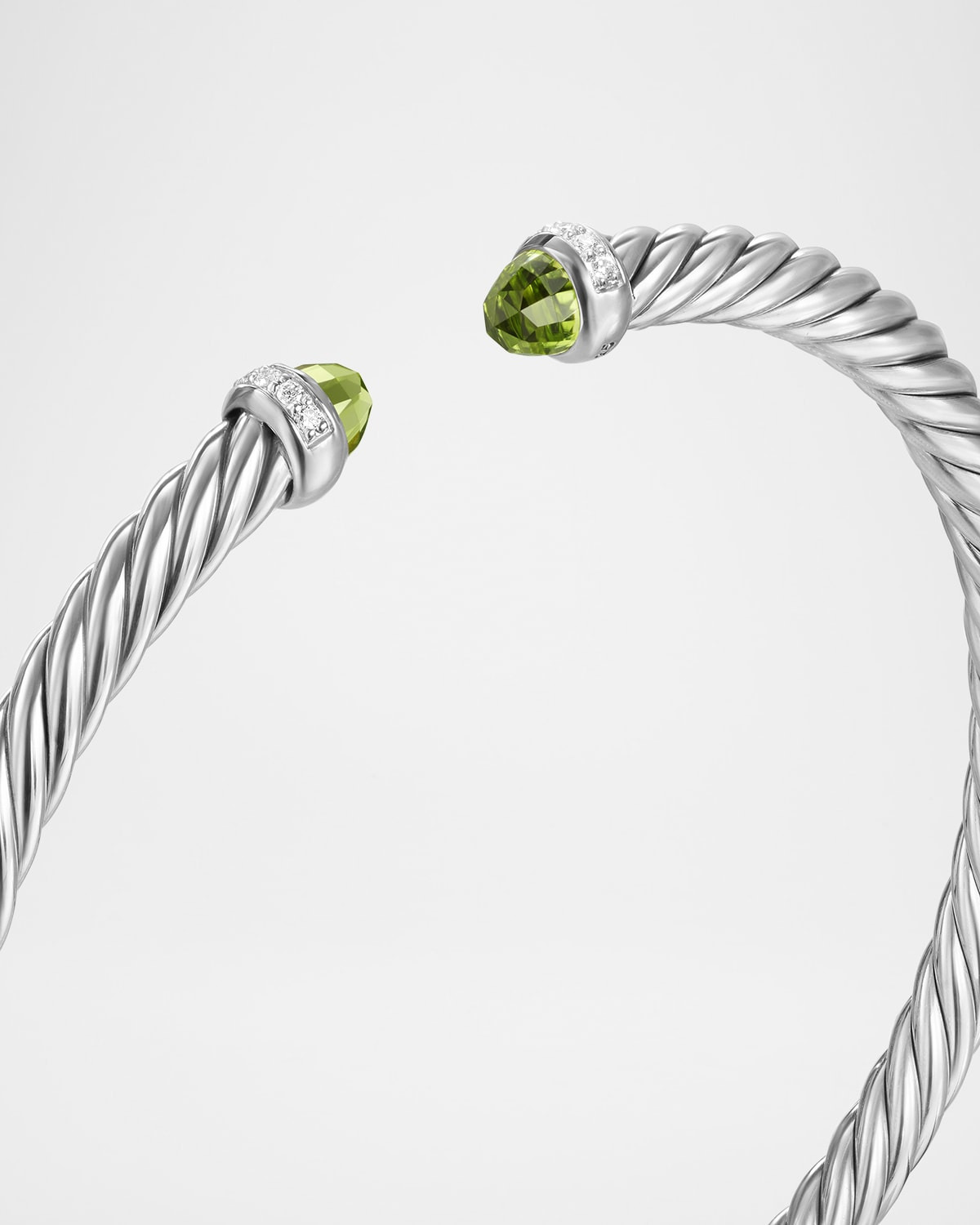 Modern Cable Flex Bracelet with Gemstones and Diamonds in Silver, 4mm - 5