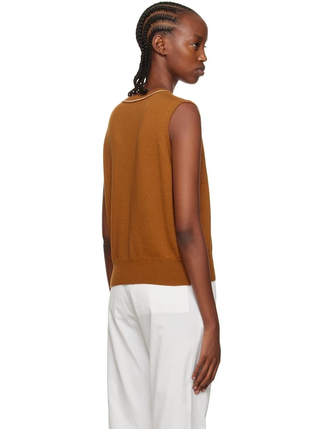 Orange V-Neck Sweater Vest - 3