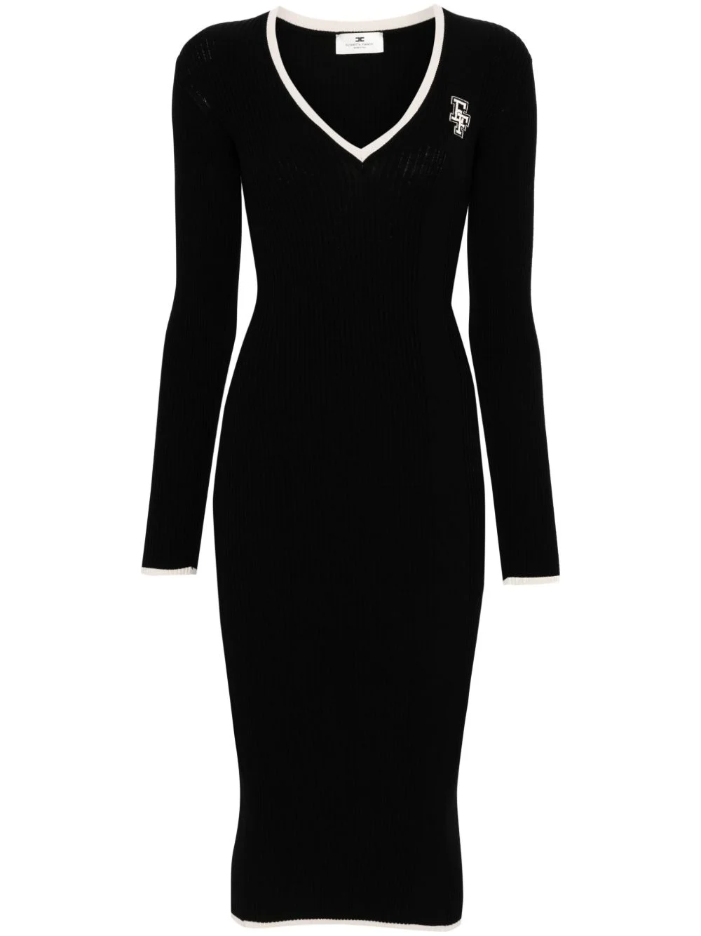 intarsia-knit ribbed midi dress - 1