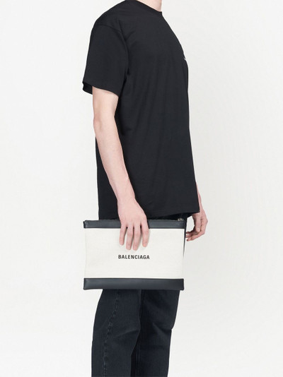 BALENCIAGA logo-print zipped clutch bag outlook