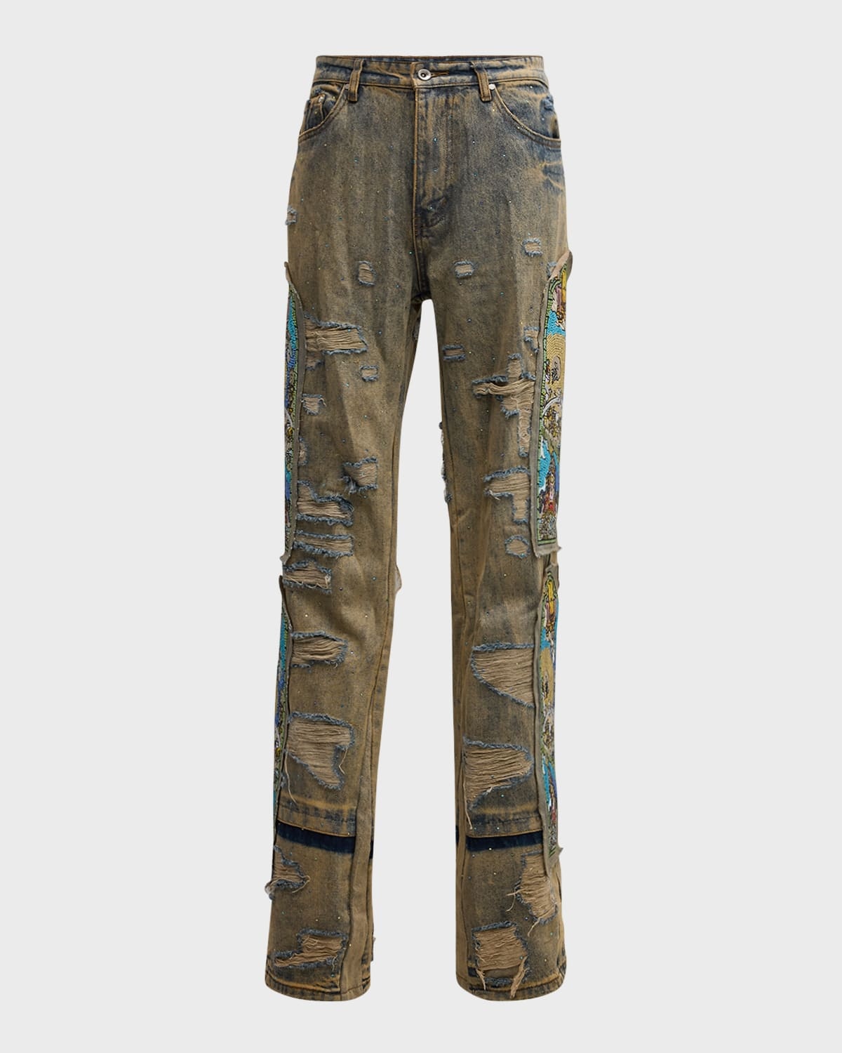 Men's Unfurled Crystal-Embellished Jeans - 1
