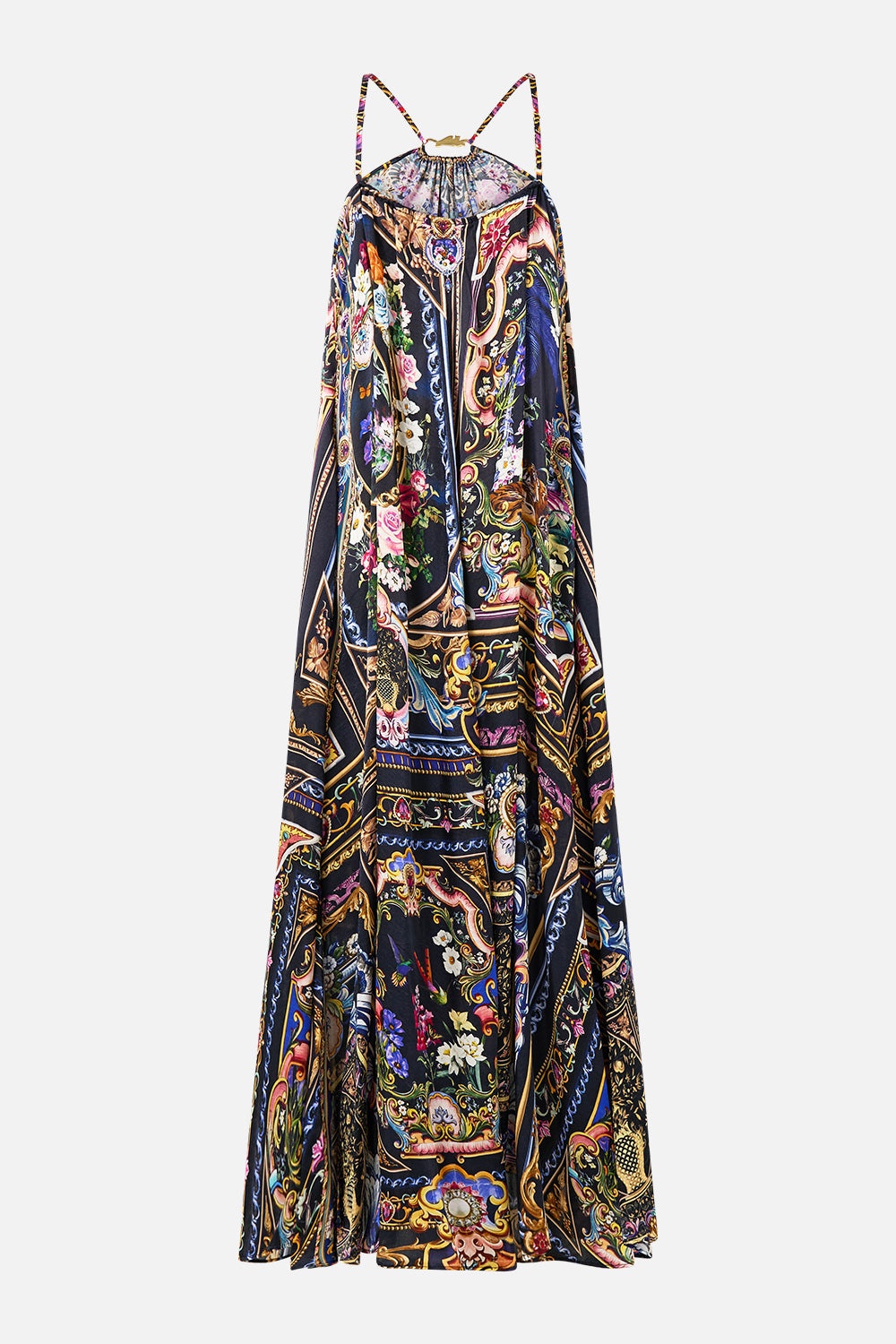 GATHER NECK HARDWARE MAXI DRESS - 7