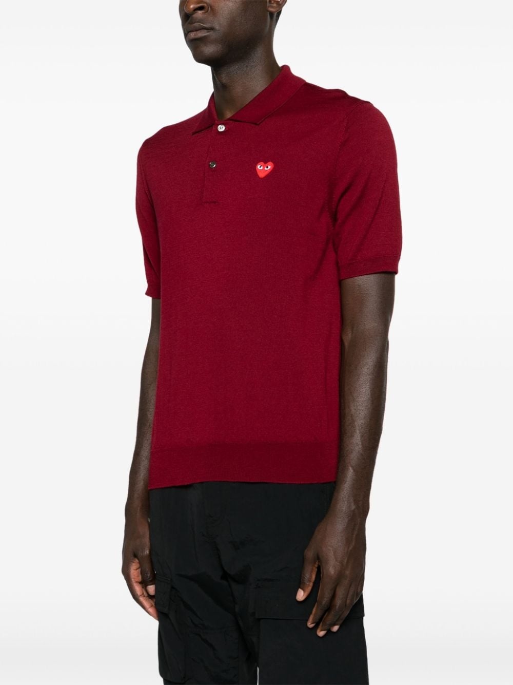 heart-patch wool polo shirt - 4