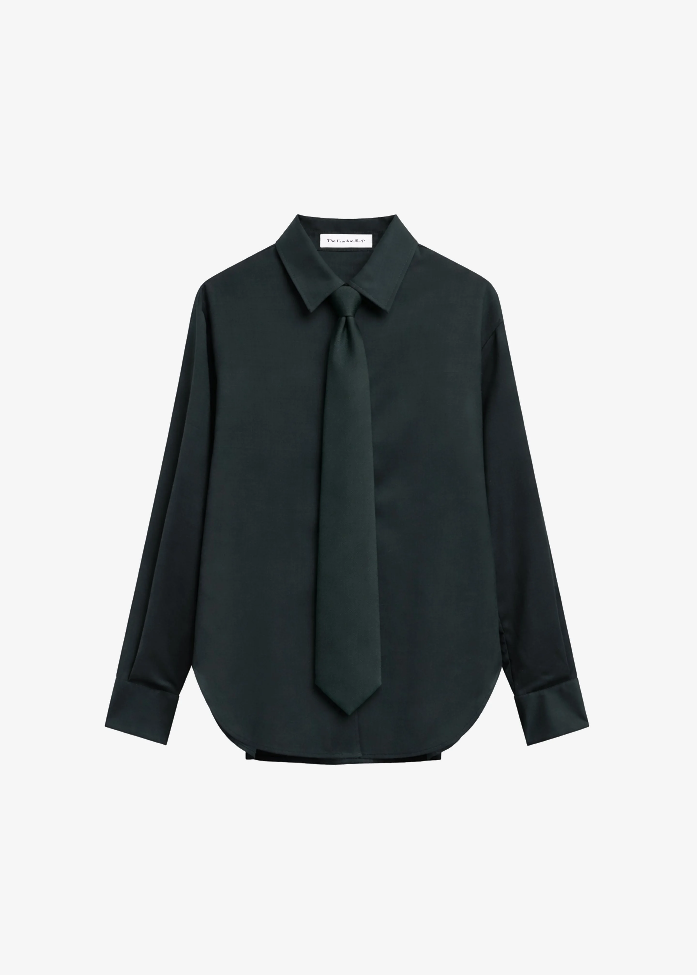 Peri Tie Neck Shirt - Bottle Green - 1