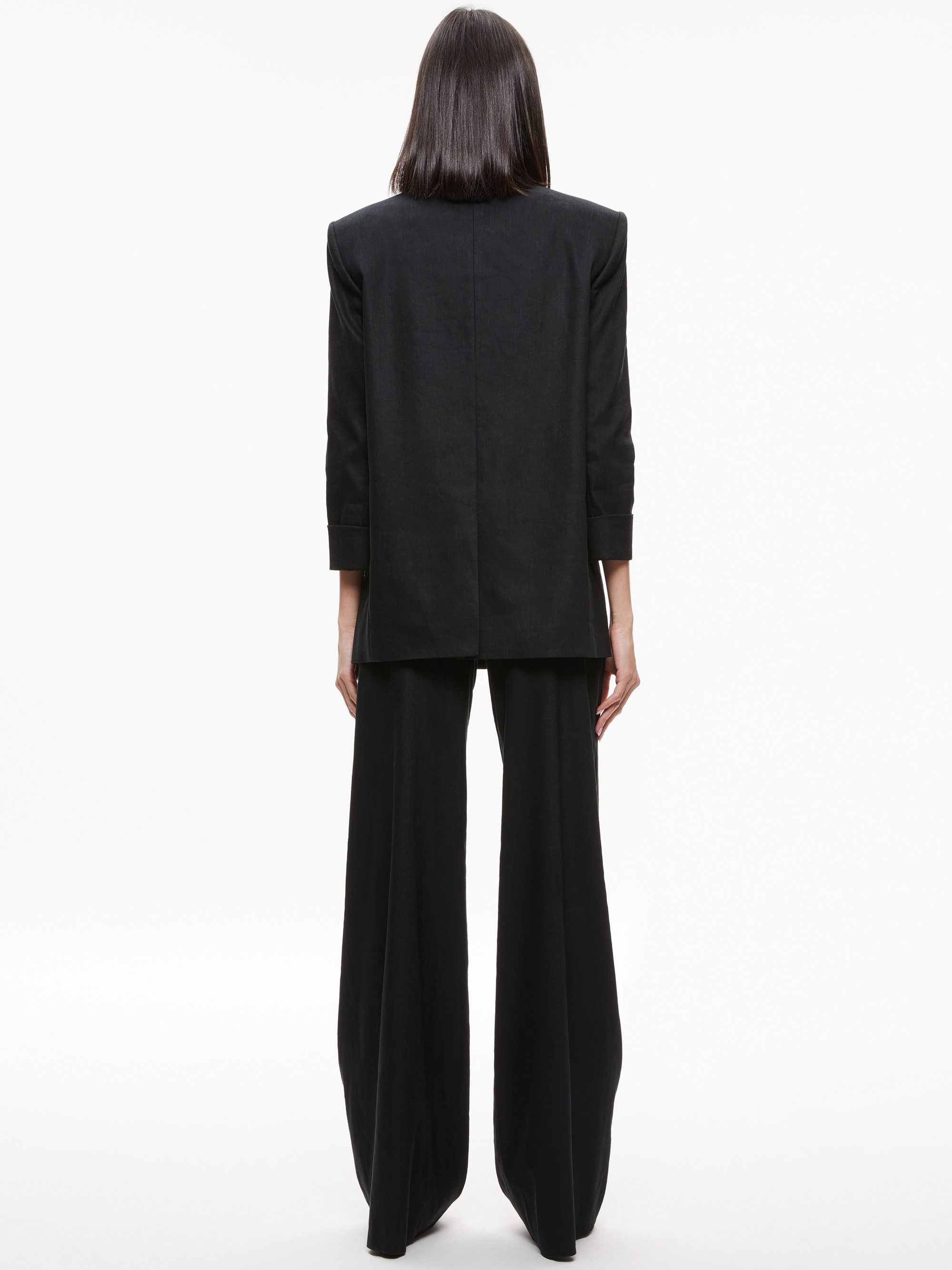 SHAN STRONG SHOULDER RUCHED SLEEVE BLAZER - 2