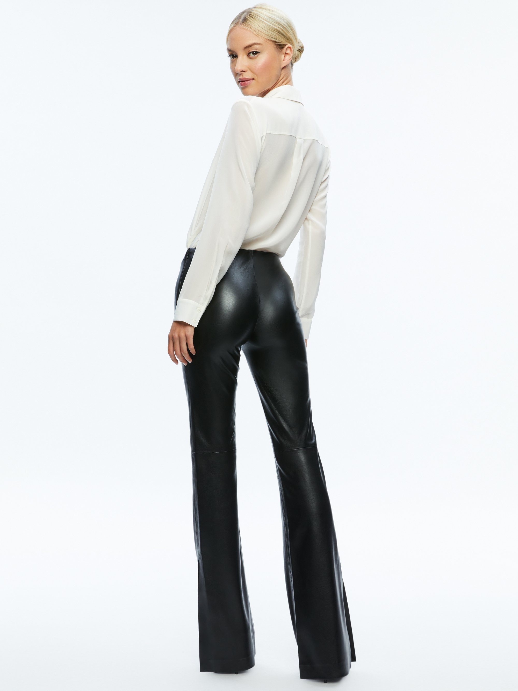 TINA VEGAN LEATHER SPLIT HEM PANT - 3