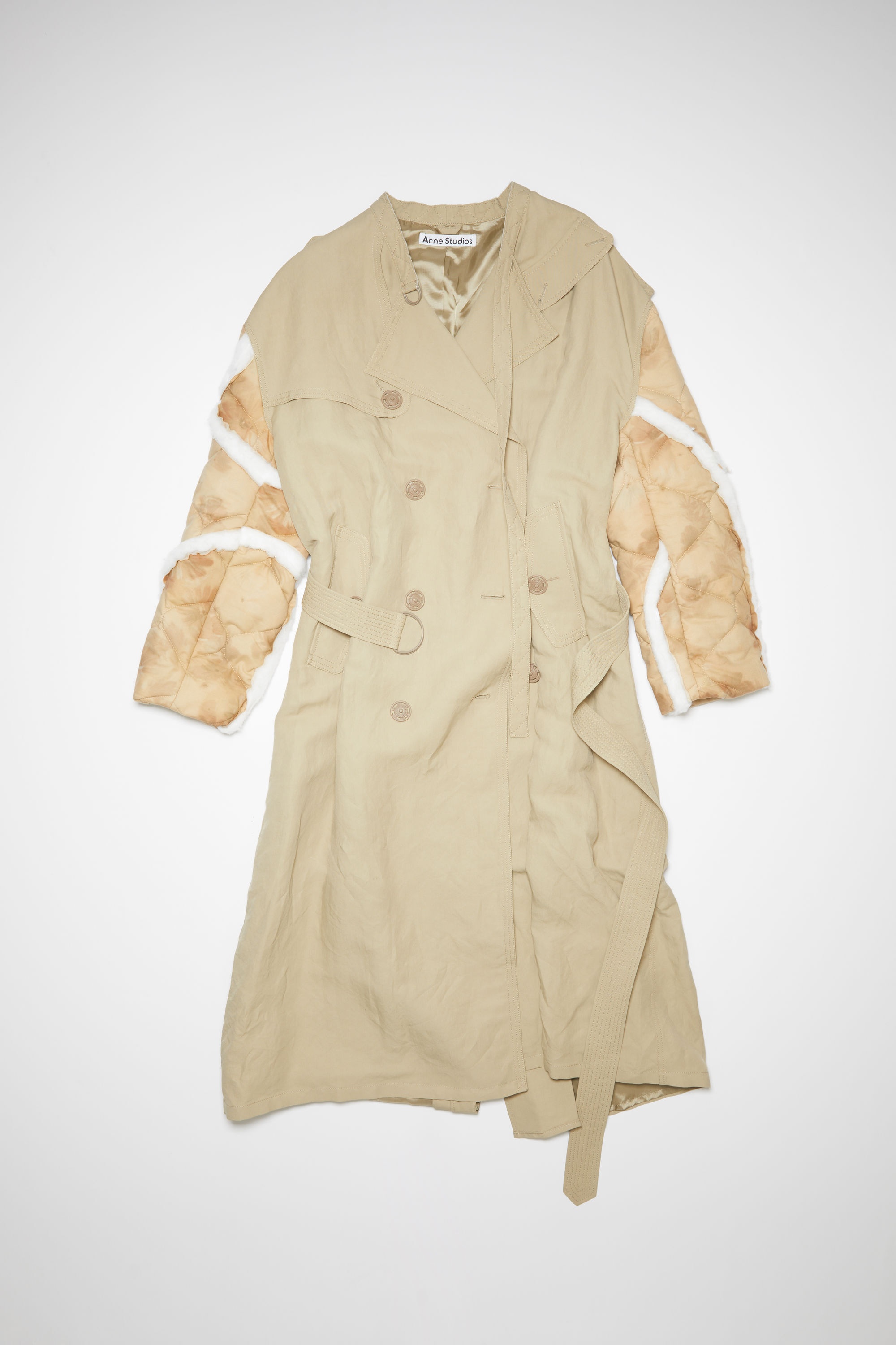 Double-breasted patchwork trench coat - Dusty beige - 7