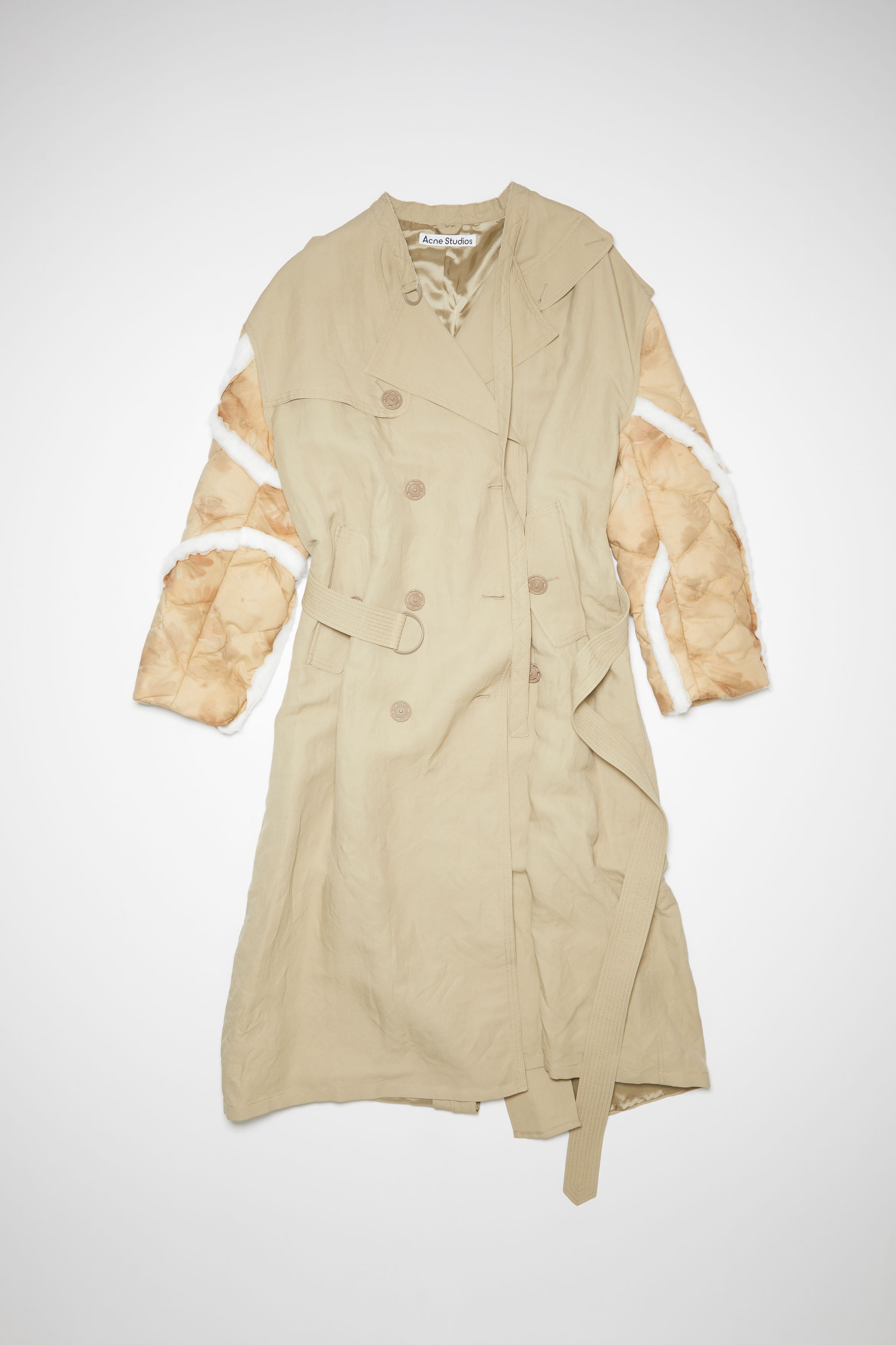 Double-breasted patchwork trench coat - Dusty beige - 7