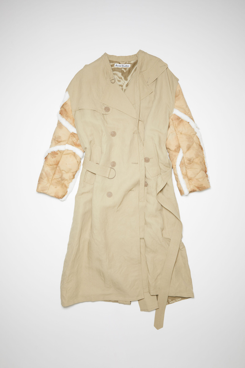 Double-breasted patchwork trench coat - Dusty beige 7