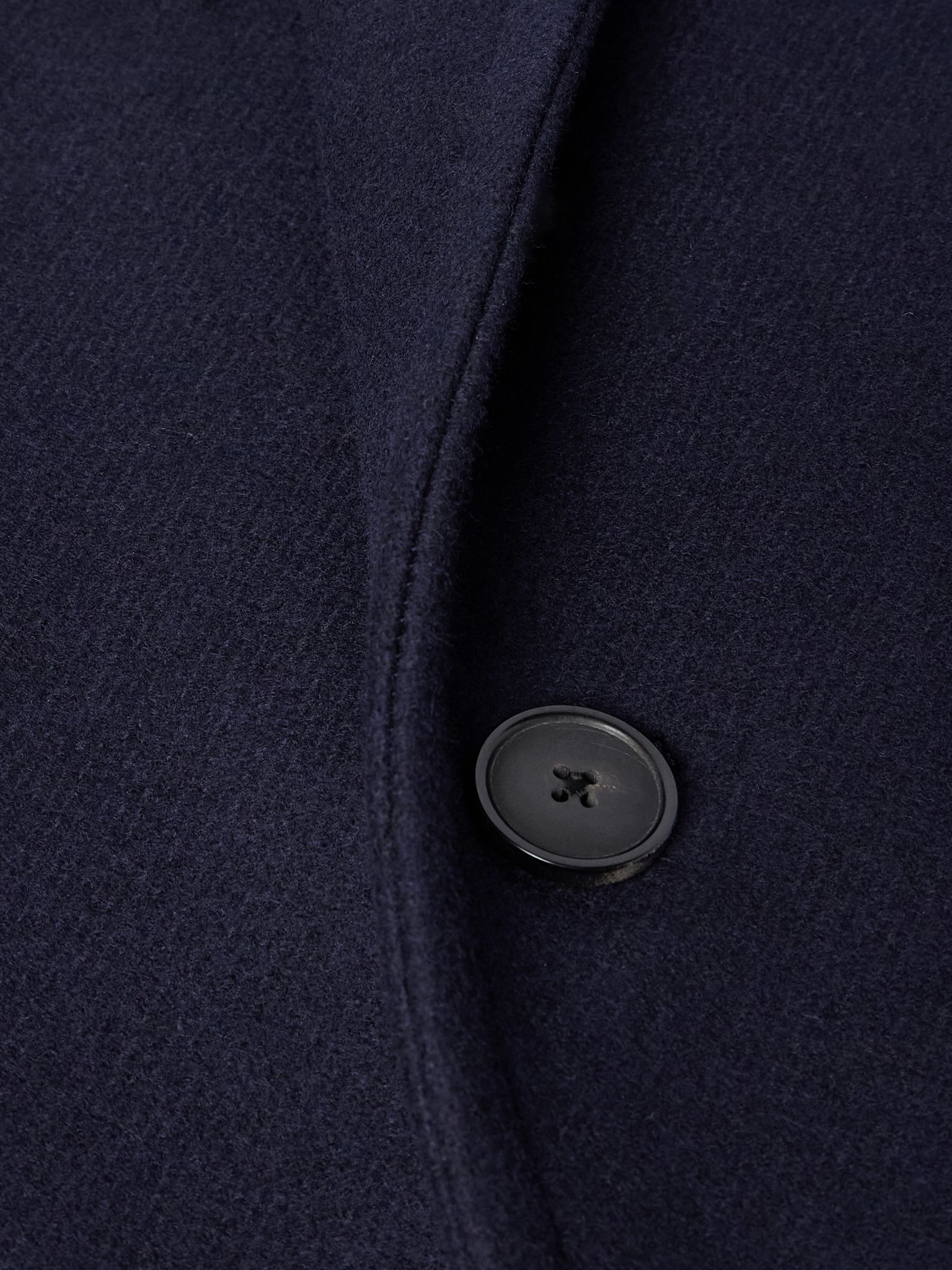 Wool-Blend Twill Coat Navy - 5