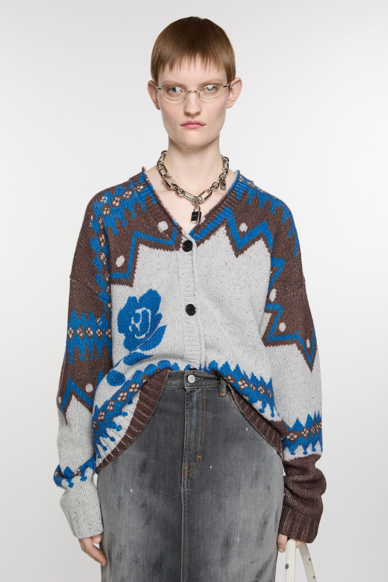 Acne Studios Jacquard wool cardigan - Brown/multi outlook