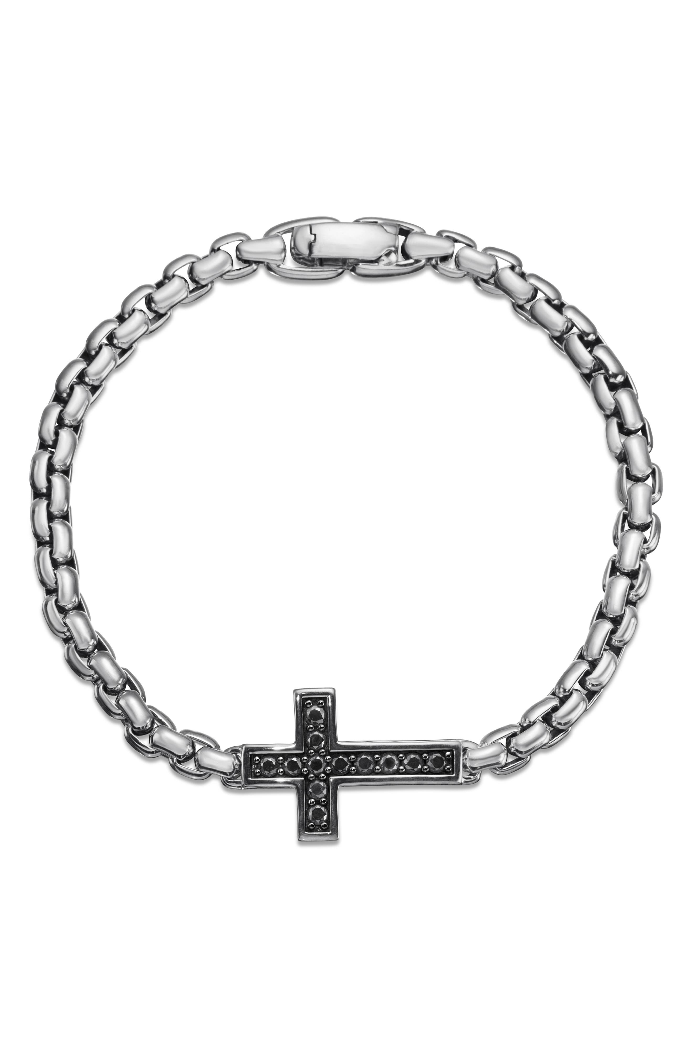 David Yurman Pavé Cross Bracelet in Sterling Silver with Diamonds, 5mm in Black Diamond at Nordstrom - 5