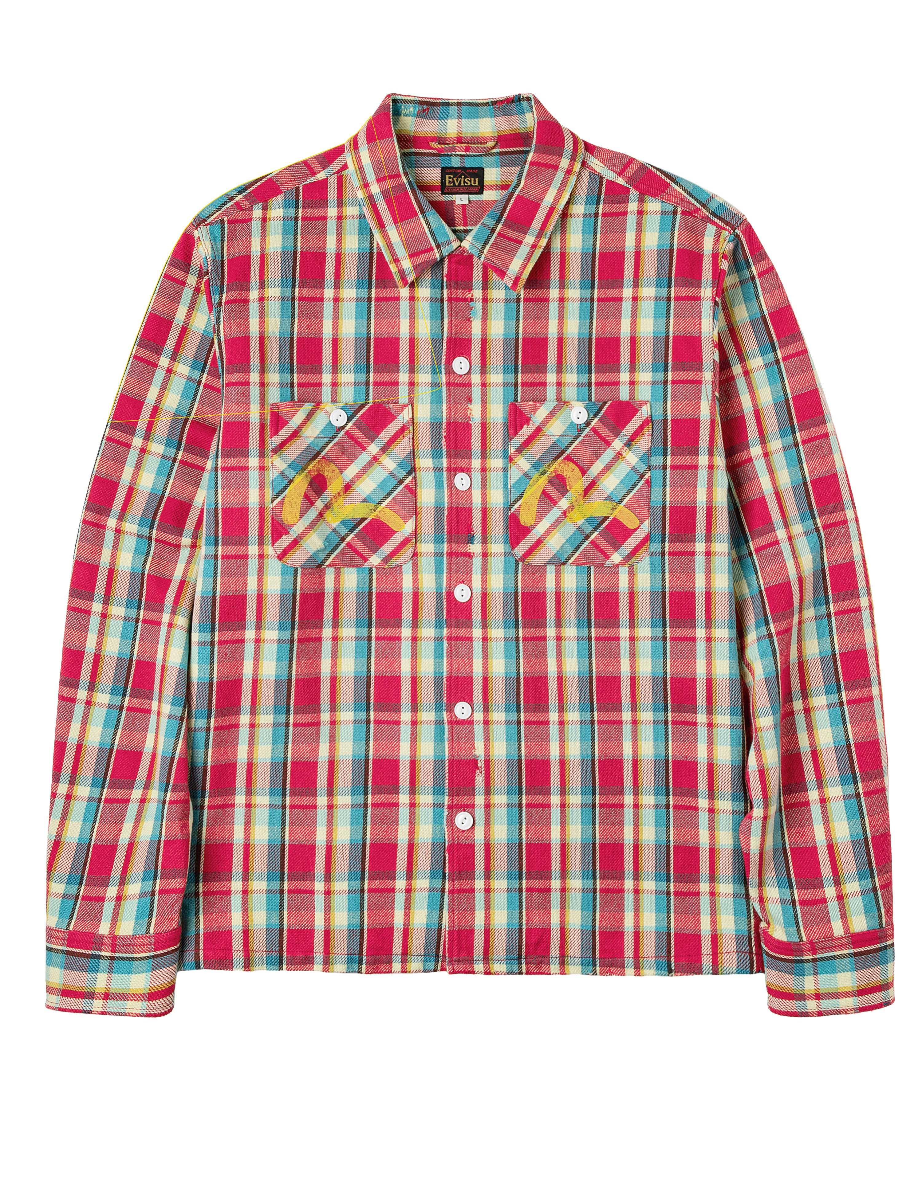 Seagull Print Relax Fit Plaid Flannel Shirt - 10