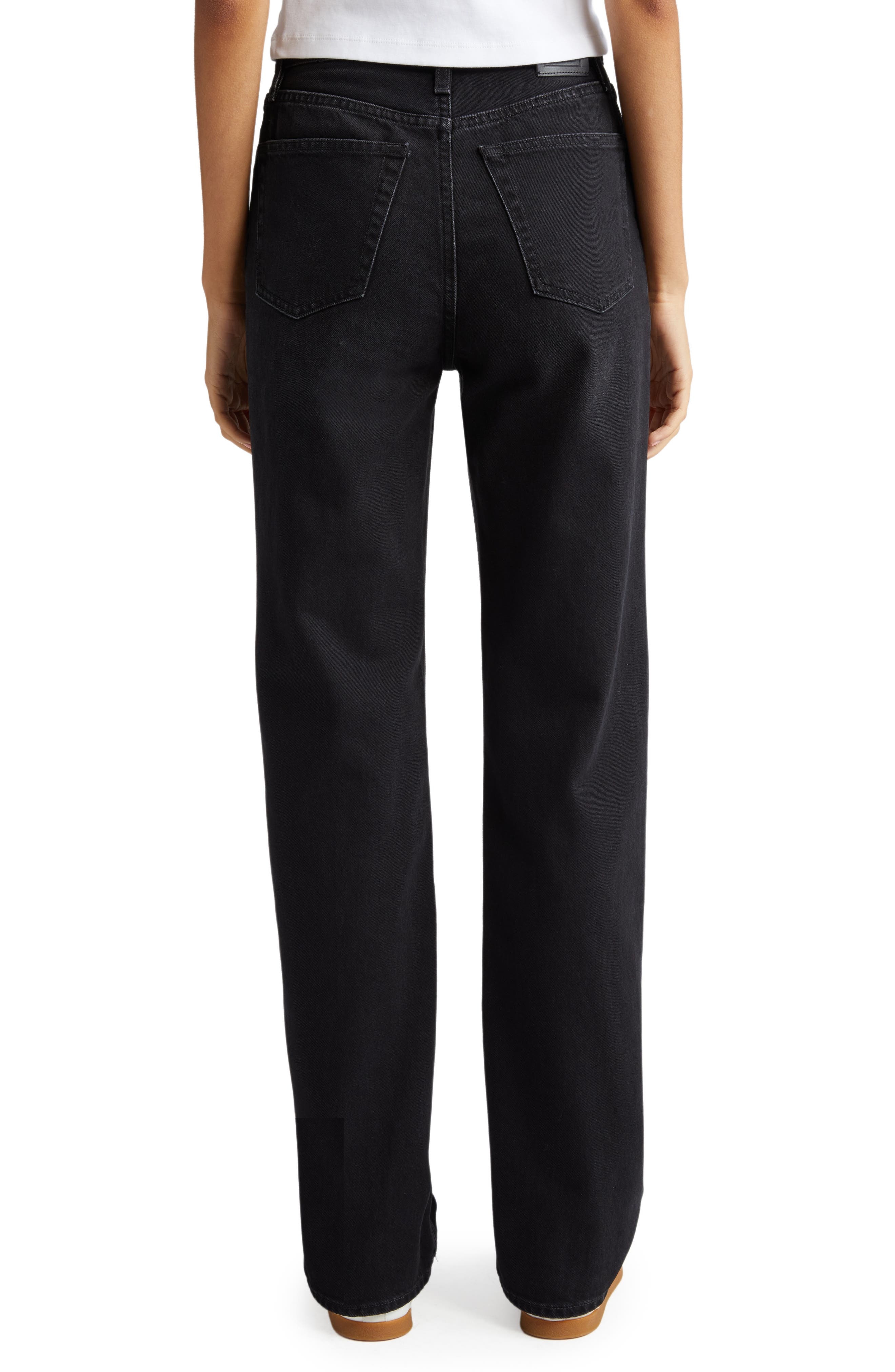 TOTEME Classic High Waist Rigid Straight Leg Jeans in Faded Black at Nordstrom - 3