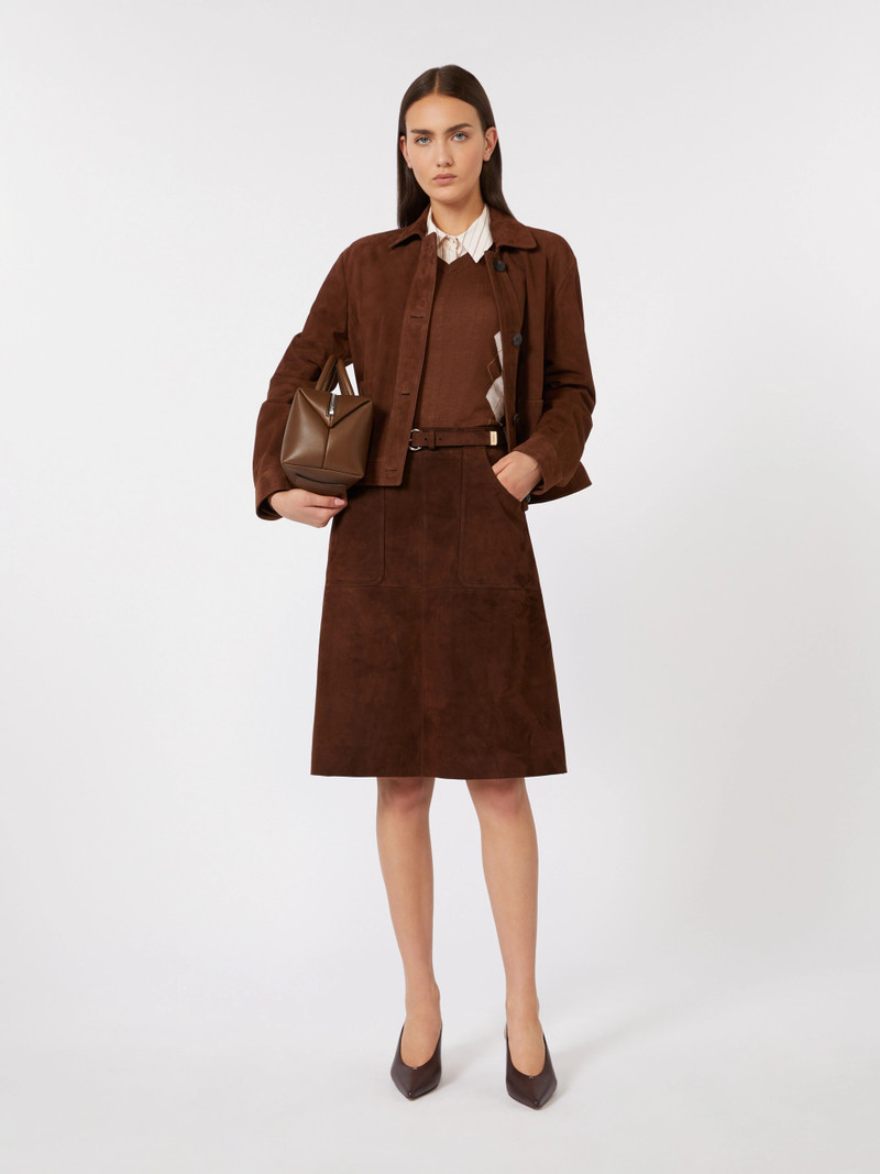 Max Mara BAIA Suede boxy jacket - CHOCOLATE outlook