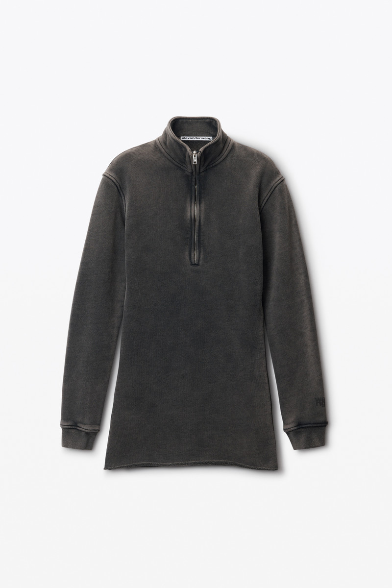 quarter zip minidress in cotton terry - 1