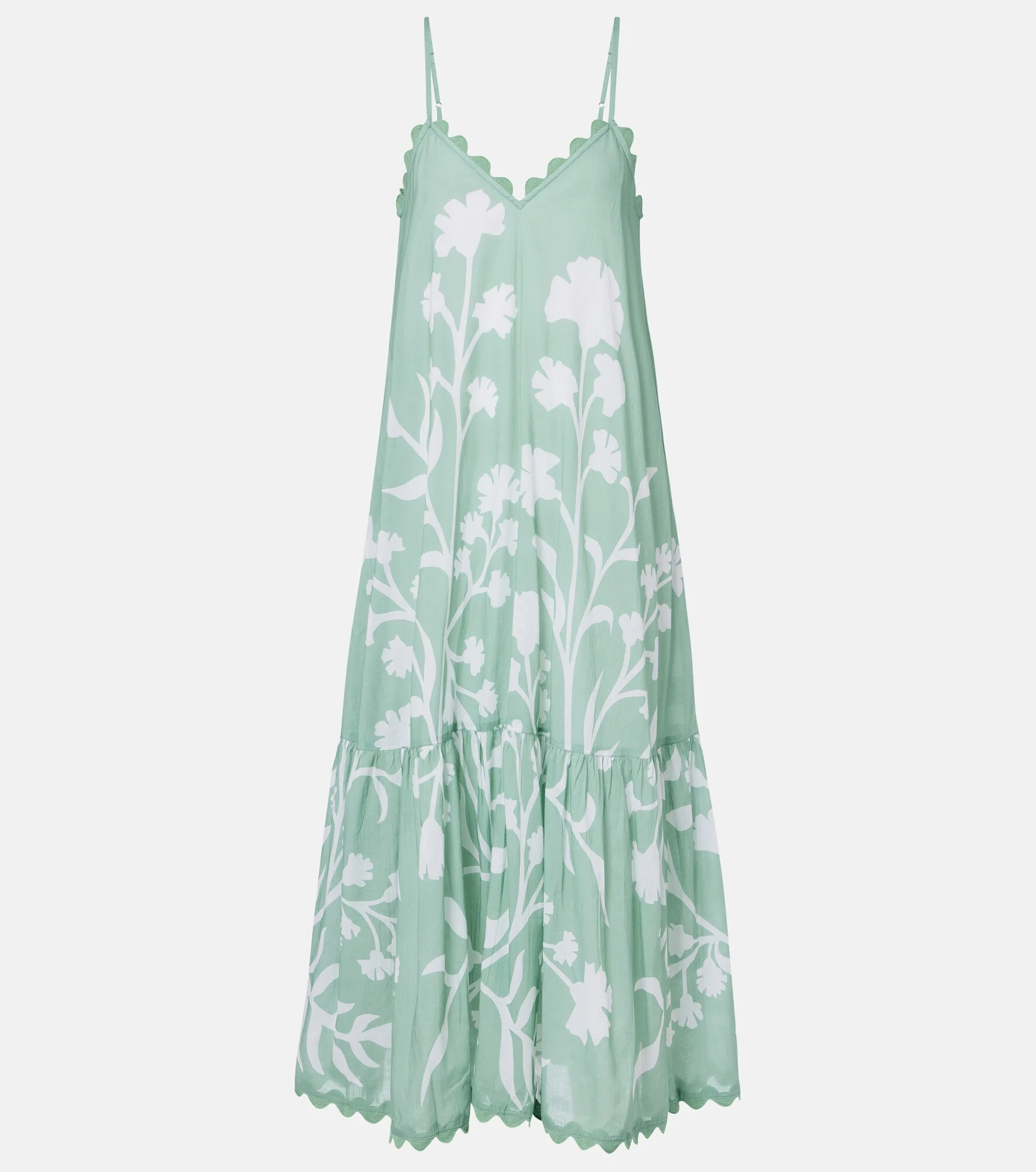 Floral scalloped cotton midi dress - 1