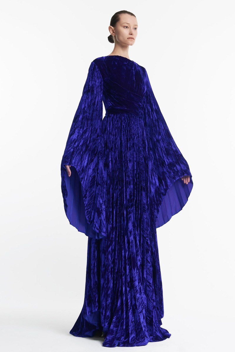 DRESS WITH PLEATED BOTTOM AND SLEEVES PURPLE 2