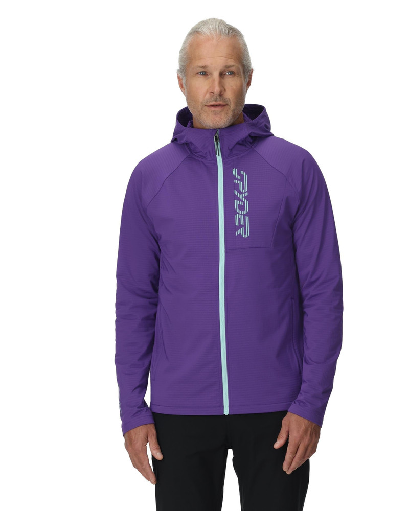 SPYDER Mens Gridweb Fleece Hoodie - Deep Purple outlook