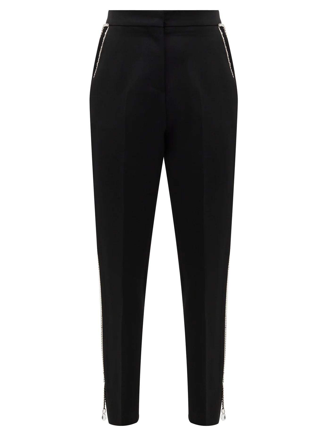 Draped-chain virgin-wool tailored trousers - 1