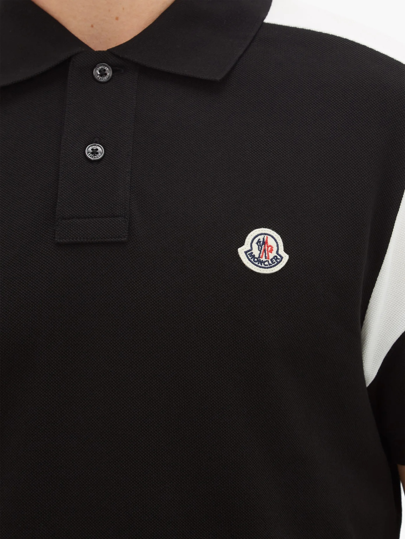 Panelled logo-plaque cotton-piqué polo shirt - 3