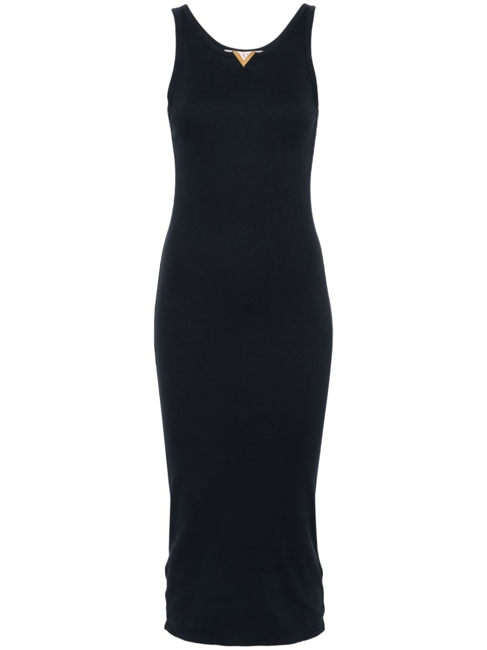 logo-plaque ribbed maxi dress - 1