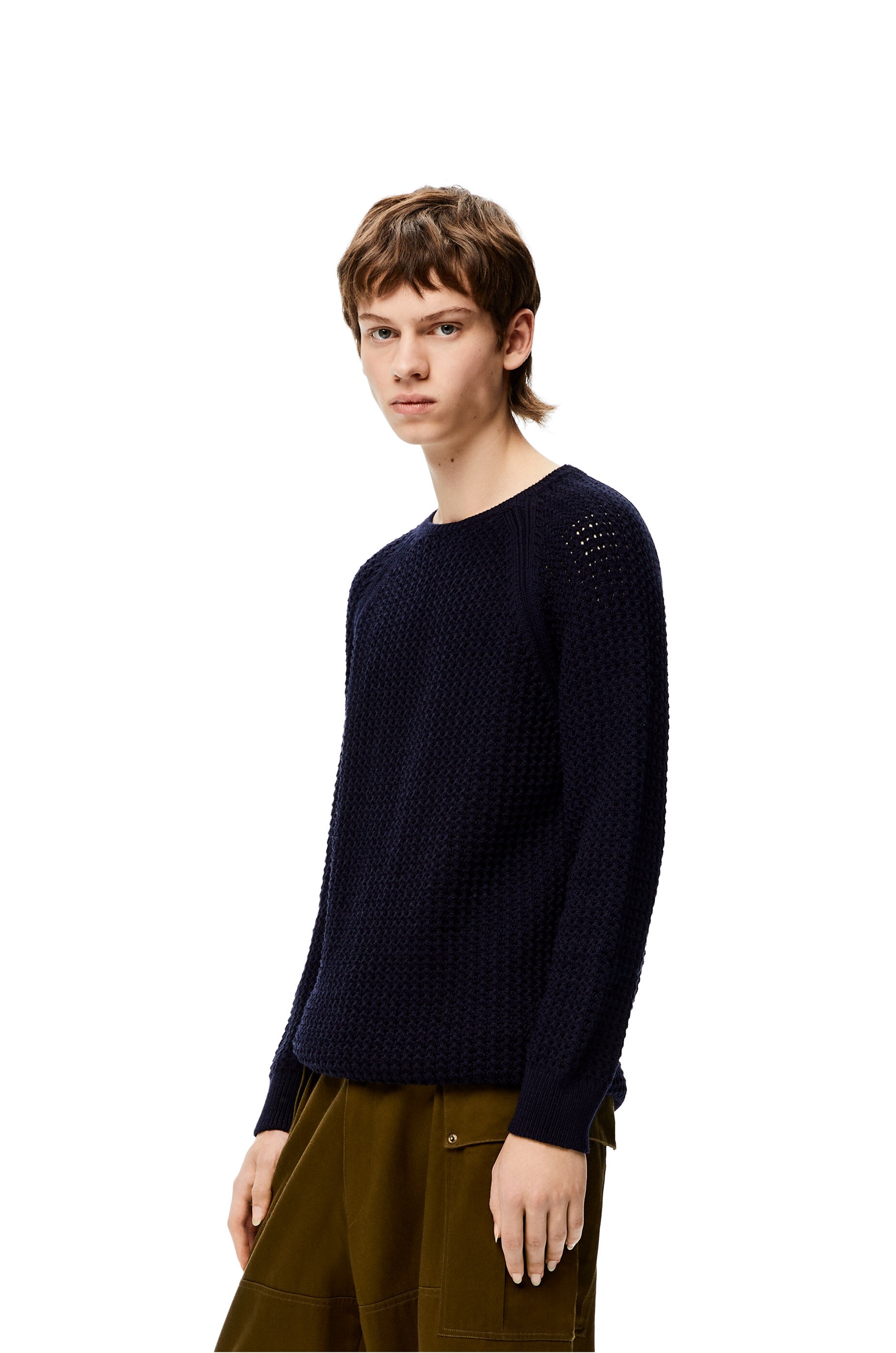 Crew neck sweater in wool and cotton - 3