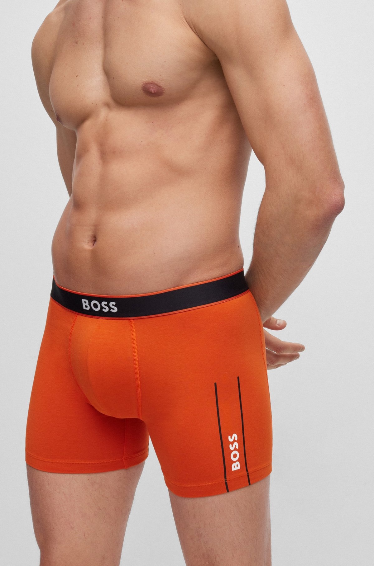 STRETCH-COTTON BOXER BRIEFS WITH STRIPES AND LOGOS - 4