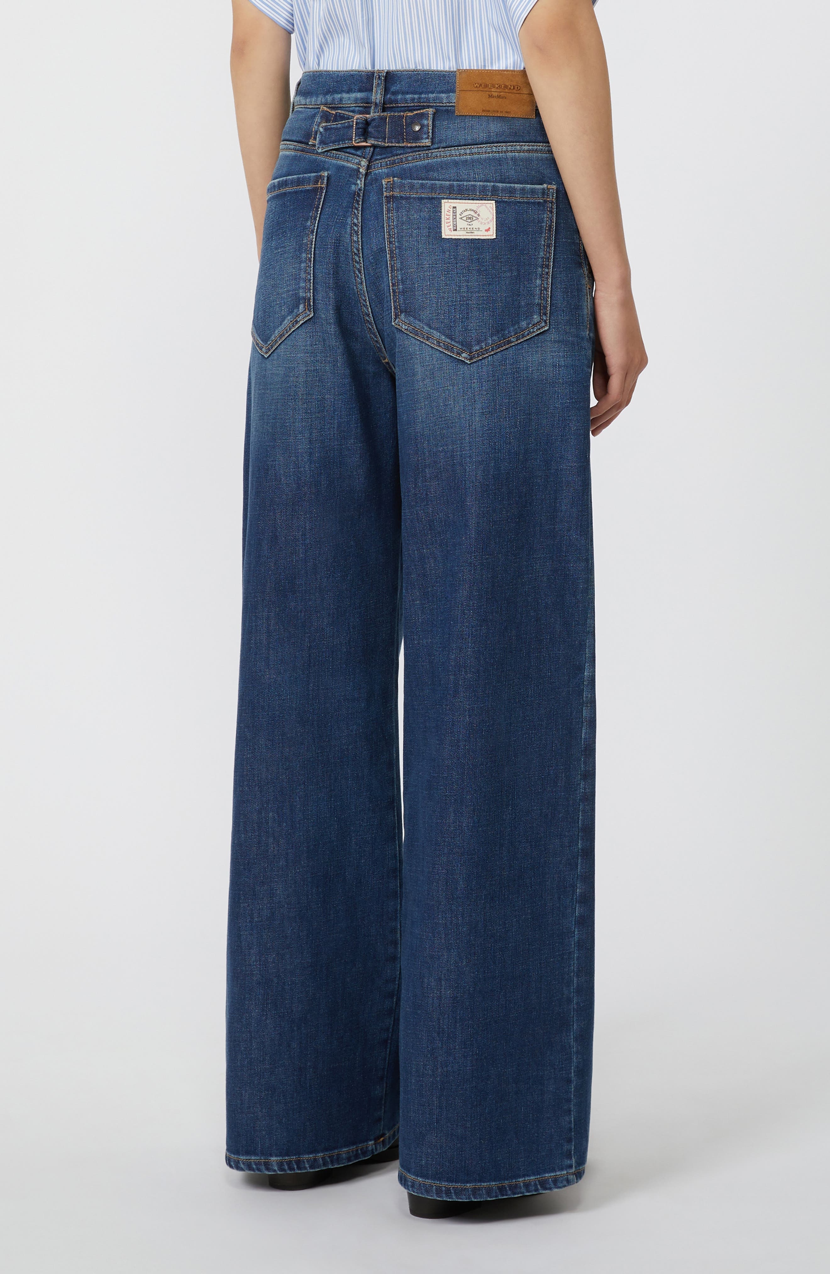 Weekend Max Mara Ortles Pleat Front Wide Leg Jeans in Navy at Nordstrom - 2