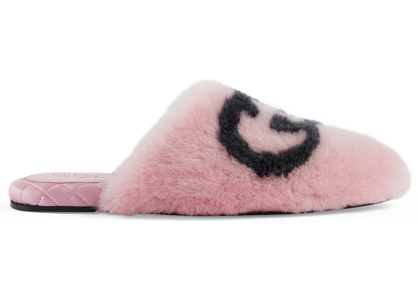 Gucci Interlocking G Faux-Fur Slippers Pink Black (Women's) - 1