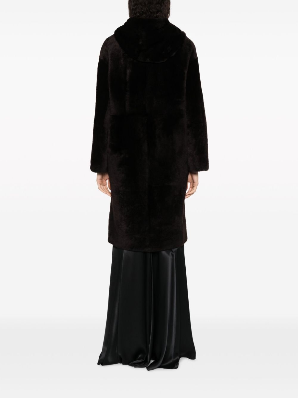 hooded shearling coat - 4