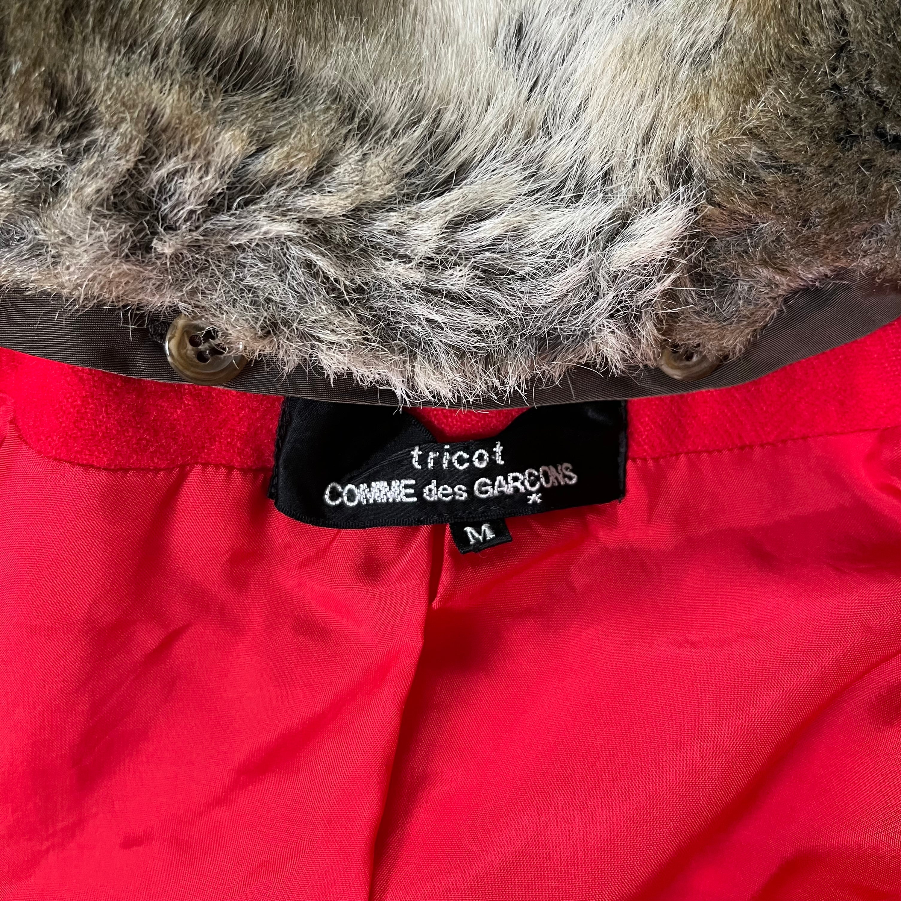 TRICOT COMME DES GARÇONS Fur Trim Patchwork Jacket - 4